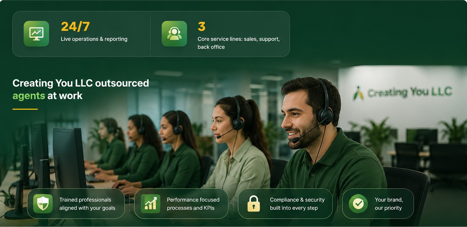 Creating You outsourced team at work